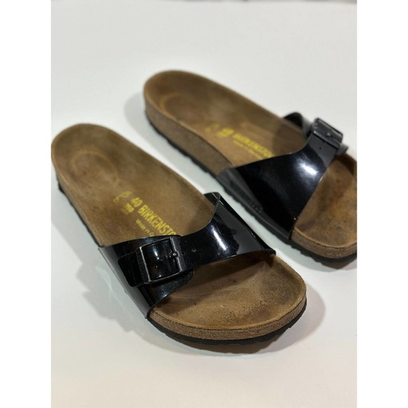 Birkenstock Madrid Unisex Sandals Slides Black Strap Buckle Women's Size 9 M7 L9 - Picture 2 of 13